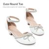 DREAM PAIRS Girls Dress Shoes Closed Toe Low Heels Ankle Strap Pumps for Toddler Little Big Kid Flower Party Wedding Princess(White-pu)