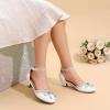 DREAM PAIRS Girls Dress Shoes Closed Toe Low Heels Ankle Strap Pumps for Toddler Little Big Kid Flower Party Wedding Princess(White-pu)