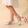 DREAM PAIRS Girls Dress Shoes Closed Toe Low Heels Ankle Strap Pumps for Toddler Little Big Kid Flower Party Wedding Princess(White-pu)