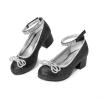 DREAM PAIRS Girls Dress Shoes Platform Chunky Heel Ankle Strap Princess Flats Flower Party Wedding Pump for Little Big Kid(Black)