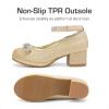 DREAM PAIRS Girls Dress Shoes Platform Chunky Heel Ankle Strap Princess Flats Flower Party Wedding Pump for Little Big Kid(Gold)