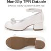 DREAM PAIRS Girls Dress Shoes Platform Chunky Heel Ankle Strap Princess Flats Flower Party Wedding Pump for Little Big Kid(Ivory)