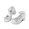 DREAM PAIRS Girls Dress Shoes Platform Chunky Heel Ankle Strap Princess Flats Flower Party Wedding Pump for Little Big Kid(Silver)