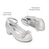 DREAM PAIRS Girls Dress Shoes Platform Chunky Heel Ankle Strap Princess Flats Flower Party Wedding Pump for Little Big Kid(Silver)