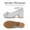 DREAM PAIRS Girls Dress Shoes Platform Chunky Heel Ankle Strap Princess Flats Flower Party Wedding Pump for Little Big Kid(Silver)
