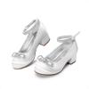 DREAM PAIRS Girls Dress Shoes Platform Chunky Heel Ankle Strap Princess Flats Flower Party Wedding Pump for Little Big Kid(White)