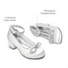 DREAM PAIRS Girls Dress Shoes Platform Chunky Heel Ankle Strap Princess Flats Flower Party Wedding Pump for Little Big Kid(White)