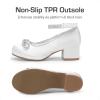 DREAM PAIRS Girls Dress Shoes Platform Chunky Heel Ankle Strap Princess Flats Flower Party Wedding Pump for Little Big Kid(White)