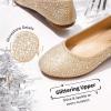 DREAM PAIRS Girls Dress Shoes Slip on Ballerina Flats for Wedding/Party(Muy-shine-gold Glitter)