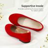 DREAM PAIRS Girls Dress Shoes Slip on Ballerina Flats for Wedding/Party(Red/Suede)