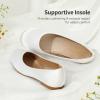 DREAM PAIRS Girls Dress Shoes Slip on Ballerina Flats for Wedding/Party(White/Satin)