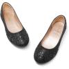DREAM PAIRS Girls Dress Shoes Slip-on Rhinestone Glitter Ballet Flats for Wedding, Party, Birthday, Prom, Little Kid/Big Kid(Nina-100-black Glitter)