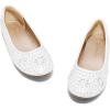 DREAM PAIRS Girls Dress Shoes Slip-on Rhinestone Glitter Ballet Flats for Wedding, Party, Birthday, Prom, Little Kid/Big Kid(Nina-100-white)