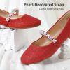 DREAM PAIRS Girls Mary Jane Dress Shoes Ballerina Flats for Wedding, Party (Toddler/Little Kid/Big Kid)(Red/Glitter)