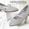 DREAM PAIRS Girls Mary Jane Dress Shoes Ballerina Flats for Wedding, Party (Toddler/Little Kid/Big Kid)(Silver/Glitter)