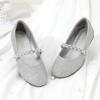 DREAM PAIRS Girls Mary Jane Dress Shoes Ballerina Flats for Wedding, Party (Toddler/Little Kid/Big Kid)(Silver/Glitter)