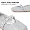 DREAM PAIRS Girls Mary Jane Dress Shoes Ballerina Flats for Wedding, Party (Toddler/Little Kid/Big Kid)(Silver/Glitter-t)