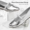 DREAM PAIRS Girls Mary Jane Dress Shoes Ballerina Flats for Wedding, Party (Toddler/Little Kid/Big Kid)(Silver-pu)