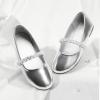 DREAM PAIRS Girls Mary Jane Dress Shoes Ballerina Flats for Wedding, Party (Toddler/Little Kid/Big Kid)(Silver-pu)