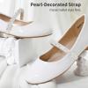 DREAM PAIRS Girls Mary Jane Dress Shoes Ballerina Flats for Wedding, Party (Toddler/Little Kid/Big Kid)(White/Pat)