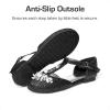 DREAM PAIRS Girls Mary Jane Dress Shoes Pearl T-Strap Party Flower Wedding Princess Flats for Toddler Little Big Kid(Black)