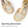 DREAM PAIRS Girls Mary Jane Dress Shoes Pearl T-Strap Party Flower Wedding Princess Flats for Toddler Little Big Kid(Gold)