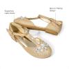 DREAM PAIRS Girls Mary Jane Dress Shoes Pearl T-Strap Party Flower Wedding Princess Flats for Toddler Little Big Kid(Gold)