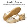 DREAM PAIRS Girls Mary Jane Dress Shoes Pearl T-Strap Party Flower Wedding Princess Flats for Toddler Little Big Kid(Gold)