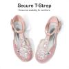 DREAM PAIRS Girls Mary Jane Dress Shoes Pearl T-Strap Party Flower Wedding Princess Flats for Toddler Little Big Kid(Pink)
