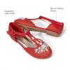 DREAM PAIRS Girls Mary Jane Dress Shoes Pearl T-Strap Party Flower Wedding Princess Flats for Toddler Little Big Kid(Red)
