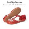 DREAM PAIRS Girls Mary Jane Dress Shoes Pearl T-Strap Party Flower Wedding Princess Flats for Toddler Little Big Kid(Red)
