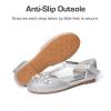 DREAM PAIRS Girls Mary Jane Dress Shoes Pearl T-Strap Party Flower Wedding Princess Flats for Toddler Little Big Kid(Silver)