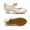 DREAM PAIRS Girls Mary Jane Dress Shoes Pumps Low Heels Flower Party Wedding Princess(Gold)