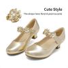 DREAM PAIRS Girls Mary Jane Dress Shoes Pumps Low Heels Flower Party Wedding Princess(Gold)