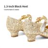 DREAM PAIRS Girls Mary Jane Dress Shoes Pumps Low Heels Flower Party Wedding Princess(Gold-glitter)