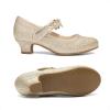 DREAM PAIRS Girls Mary Jane Dress Shoes Pumps Low Heels Flower Party Wedding Princess(Light Gold)