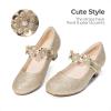 DREAM PAIRS Girls Mary Jane Dress Shoes Pumps Low Heels Flower Party Wedding Princess(Light Gold)