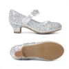 DREAM PAIRS Girls Mary Jane Dress Shoes Pumps Low Heels Flower Party Wedding Princess(Silver-glitter)