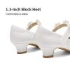 DREAM PAIRS Girls Mary Jane Dress Shoes Pumps Low Heels Flower Party Wedding Princess(White)