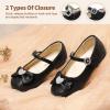 DREAM PAIRS Girls Mary Jane Dress Shoes for Toddler Heart Rhinestone Front Bow Ballerina Flat (Toddler/Little Kid)(Black)