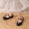 DREAM PAIRS Girls Mary Jane Dress Shoes for Toddler Heart Rhinestone Front Bow Ballerina Flat (Toddler/Little Kid)(Black)