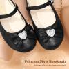 DREAM PAIRS Girls Mary Jane Dress Shoes for Toddler Heart Rhinestone Front Bow Ballerina Flat (Toddler/Little Kid)(Black)