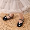 DREAM PAIRS Girls Mary Jane Dress Shoes for Toddler Heart Rhinestone Front Bow Ballerina Flat (Toddler/Little Kid)(Black-pat)