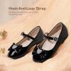 DREAM PAIRS Girls Mary Jane Dress Shoes for Toddler Heart Rhinestone Front Bow Ballerina Flat (Toddler/Little Kid)(Black-pat)