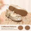 DREAM PAIRS Girls Mary Jane Dress Shoes for Toddler Heart Rhinestone Front Bow Ballerina Flat (Toddler/Little Kid)(Gold)