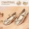 DREAM PAIRS Girls Mary Jane Dress Shoes for Toddler Heart Rhinestone Front Bow Ballerina Flat (Toddler/Little Kid)(Gold)
