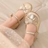 DREAM PAIRS Girls Mary Jane Dress Shoes for Toddler Heart Rhinestone Front Bow Ballerina Flat (Toddler/Little Kid)(Gold)