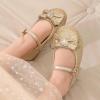 DREAM PAIRS Girls Mary Jane Dress Shoes for Toddler Heart Rhinestone Front Bow Ballerina Flat (Toddler/Little Kid)(Gold/Glitter)