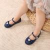 DREAM PAIRS Girls Mary Jane Dress Shoes for Toddler Heart Rhinestone Front Bow Ballerina Flat (Toddler/Little Kid)(Navy/Satin)