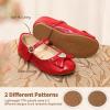 DREAM PAIRS Girls Mary Jane Dress Shoes for Toddler Heart Rhinestone Front Bow Ballerina Flat (Toddler/Little Kid)(Red)